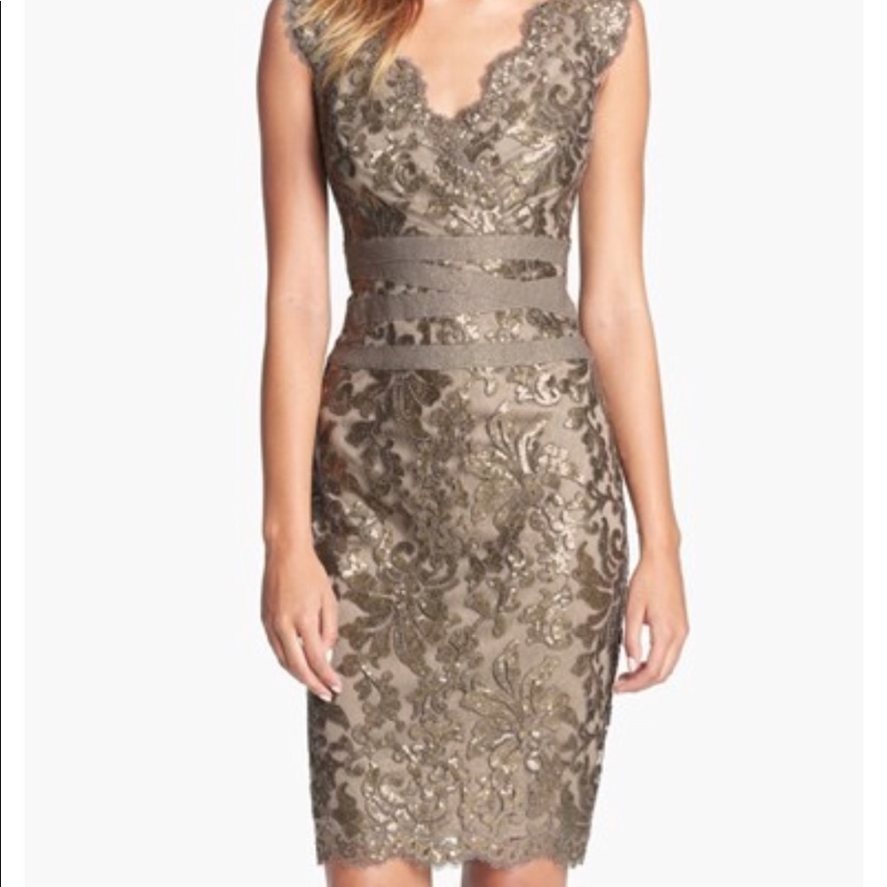 Tadashi Shoji Embellished Metallic Sheath Dress
